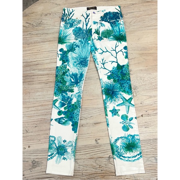 Roberto Cavalli Blue and White Straight Leg Jeans size 40 - Picture 2 of 14